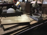 Miscellaneous items including wood, lights, lightbulbs and hardware