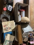 Assorted box lots including iron skillet