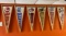 (6) Sports Wood Framed Pennants including - World Cup 94 U.S.A., Arizona, Vanderbilt, Georgia Bulldo