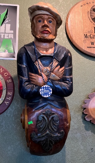 Wooden Sailor and Bud Light necklace 34” tall