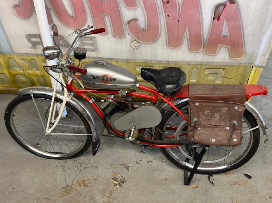 Vintage Whizzer Schwinn Motorized Bike with saddlebags. Worked when stored 4 years ago