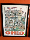Vintage John Holladay Ohio State Poster Framed 19.4”x25.5