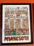 Vintage John Holladay Minnesota Poster Framed 19.4”x25.5
