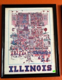 Vintage 1981 John Holladay Illinois Poster Framed 19.4”x25.5