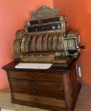 Vintage National Cash Register on Wooden base
