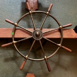 Brass and Wood Ship Wheel - Brown Bros. & Co. LTd - Rosebank Ironworks Edinburgh 29”