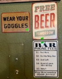 (3) Metal Bar Signs