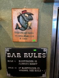 Metal Bar Rules Sign 15”x12”, Wooden Fish sign 8”x10”