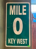 Metal Mile 0 Key West Sign 10”x18”