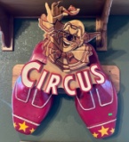 Wooden Clown Shoe Circus Wall Hanging 27”x35”