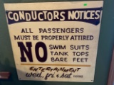 Conductors Notices Wooden Sign 30”x30”