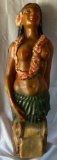 Hawaiian statue 37”, cracked right arm - see pics