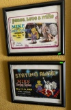 (2) Mike the Headless Chicken Festival Advertisments - framed 21”x16”