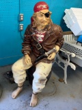 Pirate Sitting on a barrel statue 53” (chip out of head - see picture)