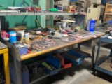 Workbench and contents inc. carbide EM, drills, special tools, drill sharpeners, and more 72x30x48