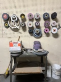 Used Grinding wheels on wall and on table 36x24x33