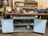 Work Bench and Cabinet w/ 5c collets, tooling, 4.5