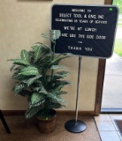 Message board 18x24 on adjustable stand with letters  and plastic  plant