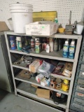 Metal shelf unit and contents inc. zip ties, chemicals, Misc as shown in pictures  48x20x42