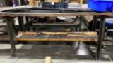 Steel work table with wood top, 28x60x30