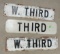 3 Third Street signs, two embossed 6x24