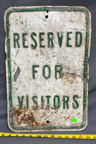 Re-served for visitors metal sign 18x12" rusty, bent
