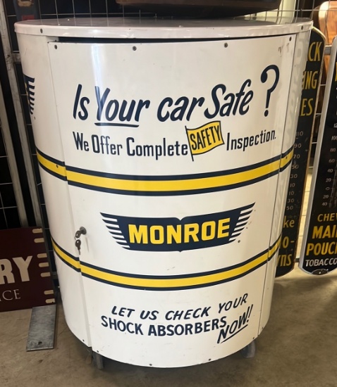 Monroe Shock Absorber metal roll around locking cabinet with key 26.5x31x41"