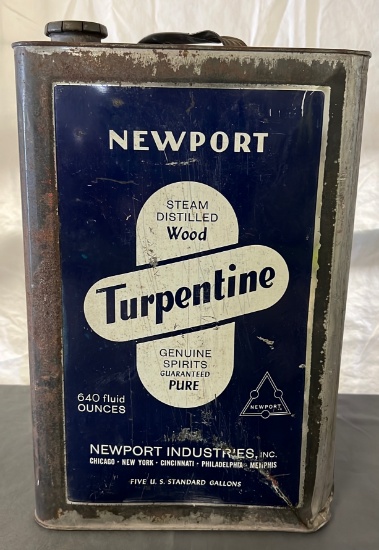 Metal Newport Turpentine Five Gallon Can