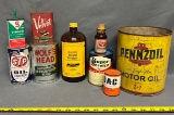 Oil can assortment inc. Wolf's head, Pennzoil, Singer, Kodak