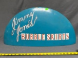 Jimmy Jones Bubble skirt half round metal Handpainted sign 27x14