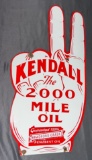 Enamel Kendall The 2000 Mile Oil Sign 11.5x22.5
