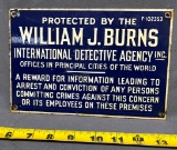 Enamel William J. Burns Sign 9x6