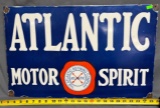 Atlantic motor spirit porcelain sign 15x24