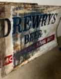 Drewrys Beer Metal sign, embossed 47x68