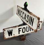Double sided street sign, Moccasin and W. fourth 24x24x22