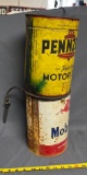 Pennzoil and Mobiloil cans 7x9 1/2