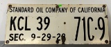 Enamel Standard Oil Comoany Of California Sign 30x12