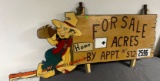 For Sale Acres wood sign, 30x63