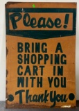 Metal Shopping Cart Sign 24x36