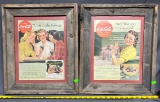 Two Drink Coca-Cola advertising  in barn wood frames 18x15