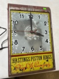 Vintage Electric Hastings Piston Rings Clock 11.75x17.25