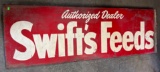 Metal Embossed Swift's Feeds Dealer Sign 70x22.5