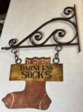 Metal Darnless Socks Sign with Bracket overall measurement 25x34