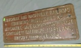 Embossed Metal Louisville & Nashville Railroad Sign 22.25x8.5