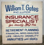 Metal William T. Gates Insurance Specialist Sign  45x48