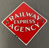 Enamel Railway Express Agency Sign 8x8