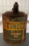 Metal Sunoco Five Gallon Motor Oil Can