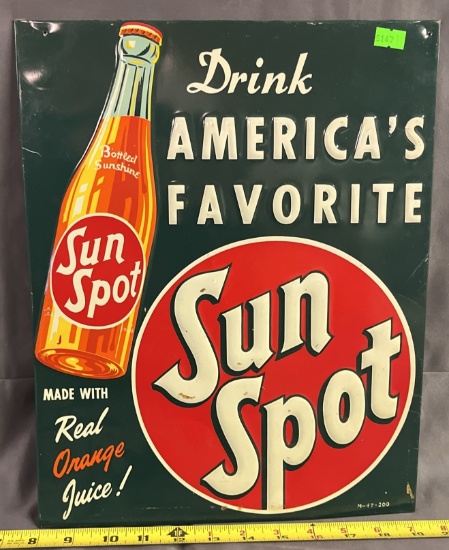 Sun Spot "Drink America's Favorite, Made with Real Orange Juice" Embossed Tin Sign M-47-100 by Scist