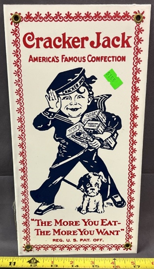 Cracker Jack Enamel Sign 6x12"