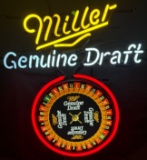 Miller Genuine Draft Neon Sign with Roulette Wheel Design